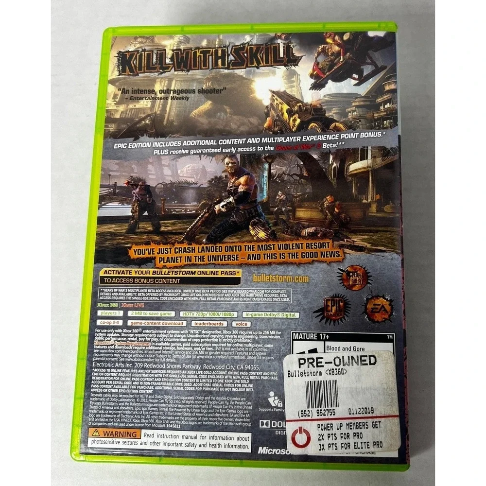 Bulletstorm Epic‎ Edition Xbox 360 EA Games People Can Fly NTSC Complete CIB